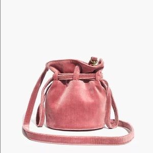 Florence Drawstring velvet bucket bag!